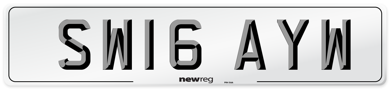 SW16 AYW Number Plate from New Reg